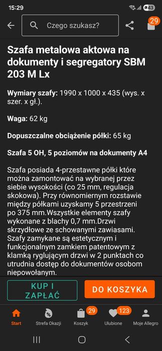 Szafa metalowa na dokumenty biurowe garaz Malow