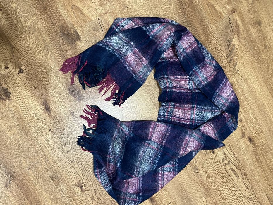 Szal krata niebiesko- róźowa