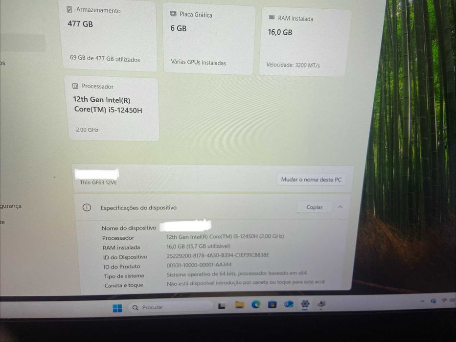 MSI Gaming RTX 4050 | i5 12ª Gen | 16GB RAM | SSD 512GB | Como Novo