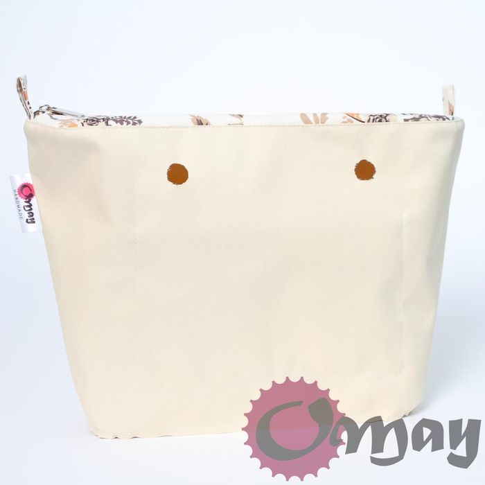 Beżowy organizer do OBAG MINI róże brązowe piasek 2 kieszenie OMAY