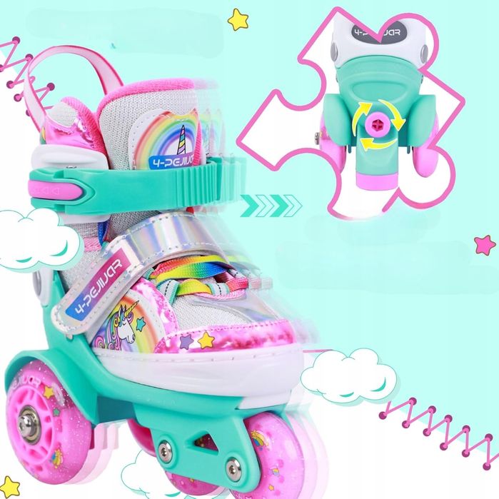 Rolki dziecięce regulowane świecące XS 14-17 cm