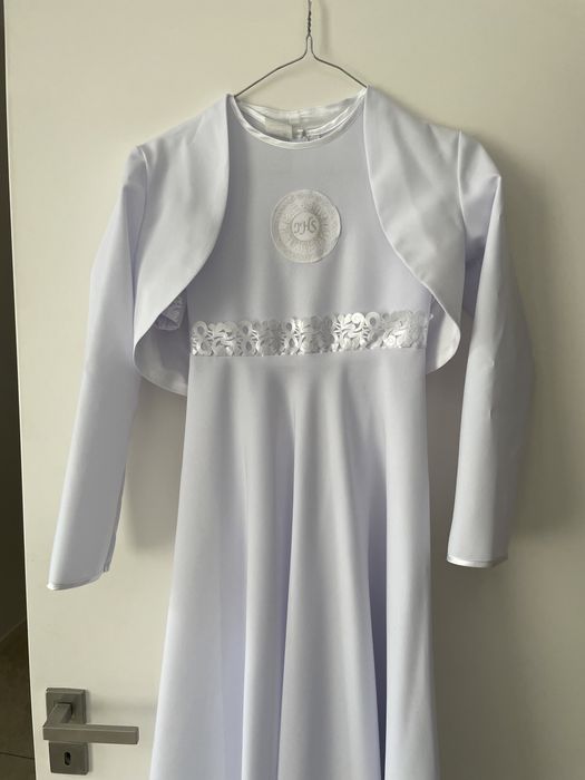 Sliczna Alba biala dziewczeca, krotki rekawek, bokerko,torebka halka