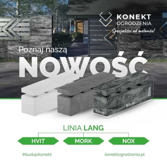 Ogrodzenie Lang duży pustak ogrodzeniowy bloczek betonowy konekt dostawa gratis
