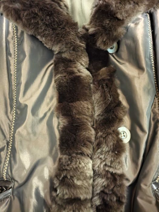 Kurtka damska rozm. 42 z naturalnym futerkiem brązowa Stan idealny