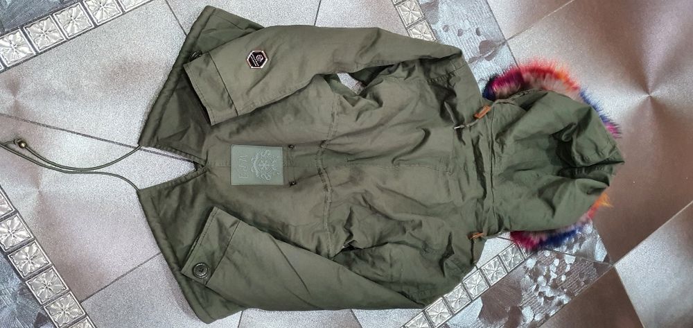Parka zimowa damska khaki futro naturalne lis jenot kolory premium PP