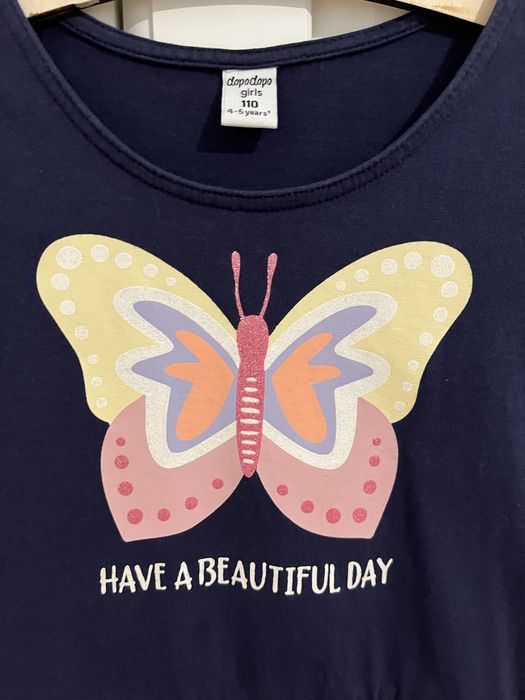 Dopodopo granatowa sukienka 110 cm • motyl brokat • beautiful day