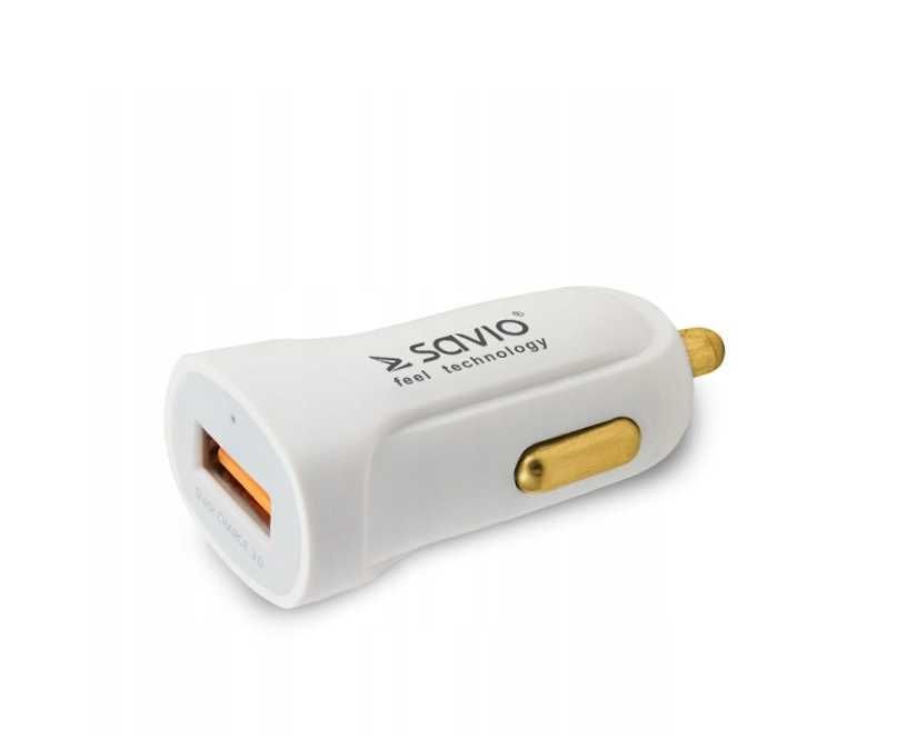 Ładowarka samochodowa USB Savio 3000 mA biała polska marka