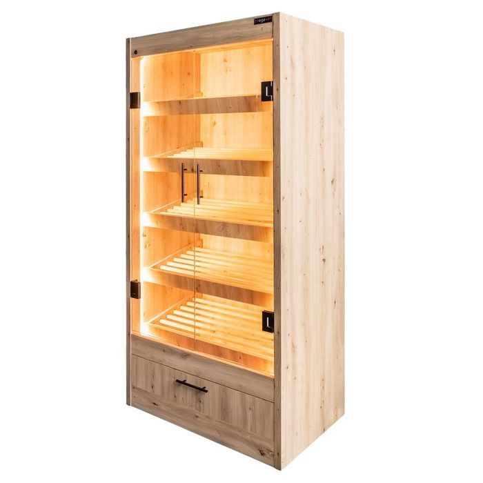Regał na pieczywo MEGA-M 100x58x205 z szybą LED dąb artisan - od ręki