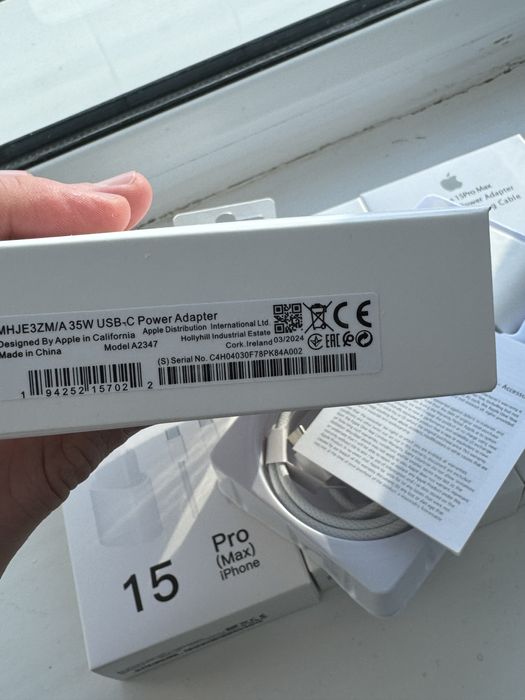 Оригинал комплект Быстрой зарядки iPhone 15 16 35w Apple USB C type c