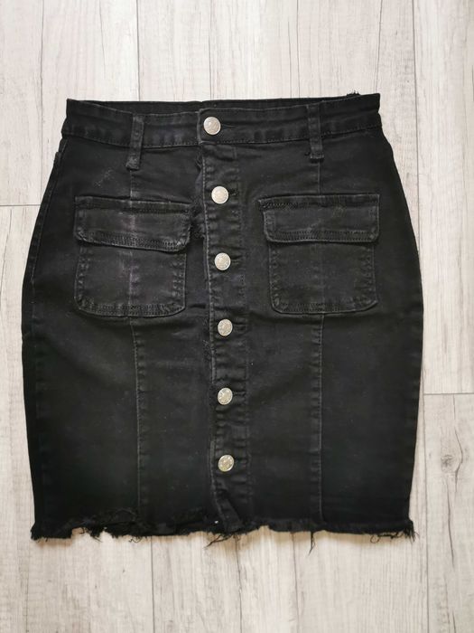 Krótka spódniczka jeansowa jeans zapinana na guziki