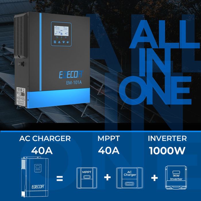 Гібридний Інвертор ДБЖ UPS Edecoa 12В 1000 ват