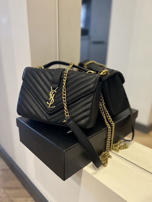 yves saint laurent collage medium bag ysl czarna torebka skórzana