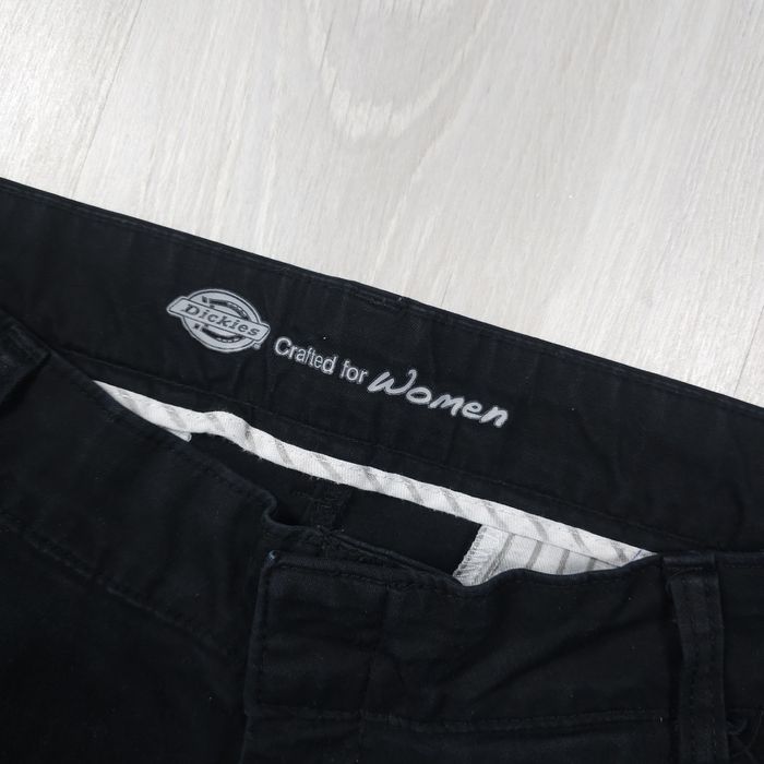 Calça de trabalho Dickies preta para mulher, corte direito, cintura mé