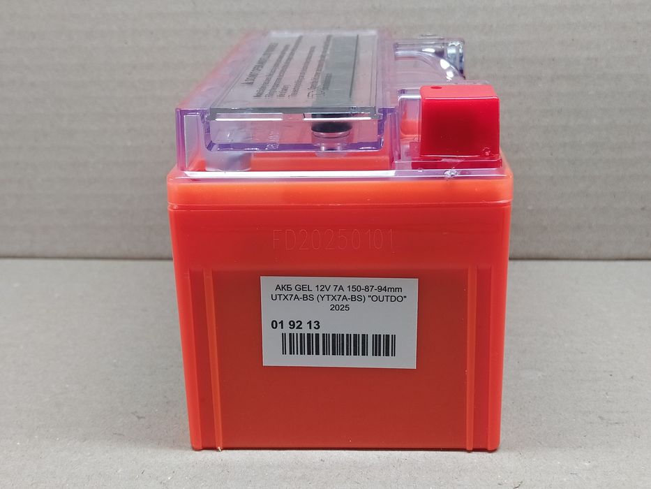Аккумулятор мото АКБ GEL 12V 7A 150-87-94mm UTX7A-BS "OUTDO"