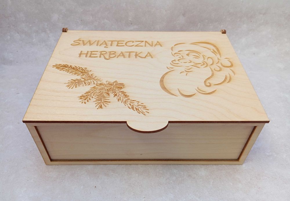 Drewniane Pudełko Na Herbatę z Grawerem Herbaciarka Na Prezent