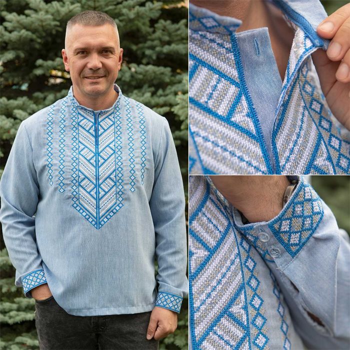 Чоловіча вишита сорочка вишиванка українська лляна з довгим рукавом