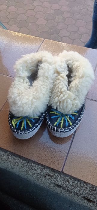 тапочки шкіряні на цегейці, теплі