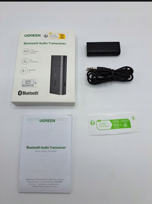 Adapter Audio UGREEN CM523, USB-A do Jack 3,5mm, Bluetooth 5.1 (czarny