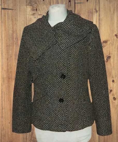 Jesienna  kurtka z tkaniny z wełną z dużym kołnierzem XL/42 | 168E