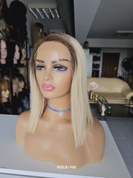 Peruka z włosów naturalnych jasny blond odrost Kasia lace front