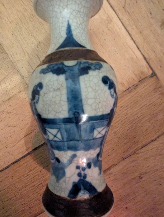 Stary Chiński Wazon Nanking Crackle / Sygnatura /20 cm / Antyk
