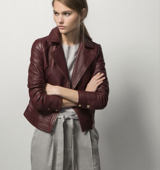 Шкіряна куртка косуха Massimo Dutti