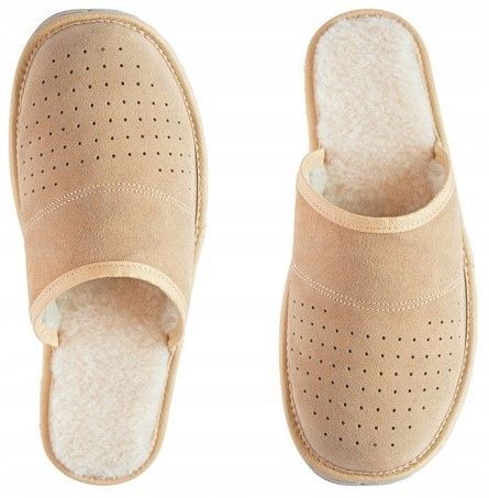 Ciepłe Pantofle Kapcie Męskie Wełniane Zimowe Wygodne 40-46