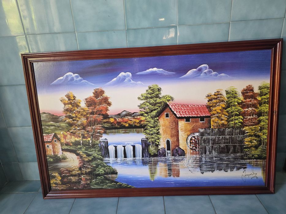 Quadro - Paisagem com moinho de água e cascata