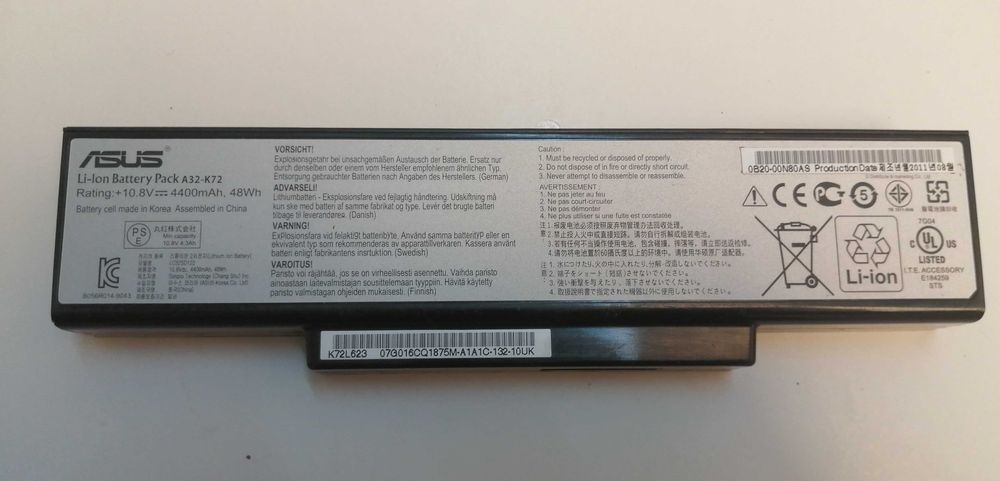 Bateria computador portátil Asus Modelo A32-K72