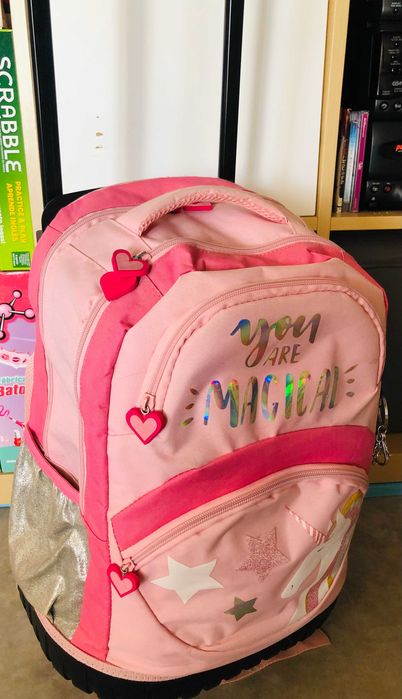 Mochila Trolley Rosa de Unicórnio