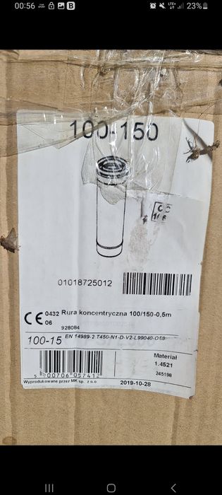 Rury nierdzewne spalinowe, koncentryczne 100x150 mm