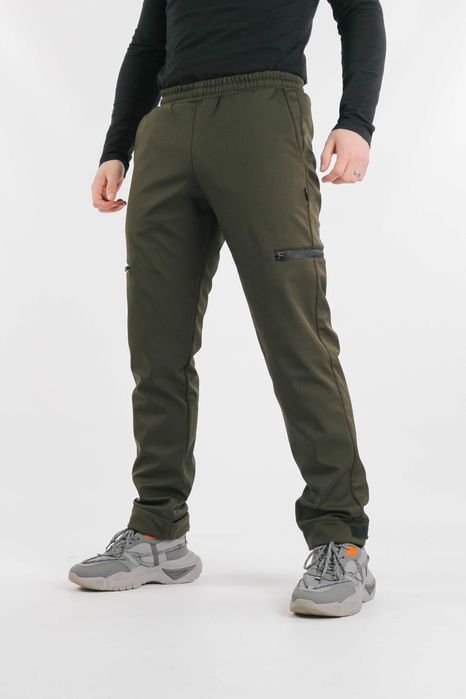 Штани карго чоловічі теплі на флісі Softshell хакі