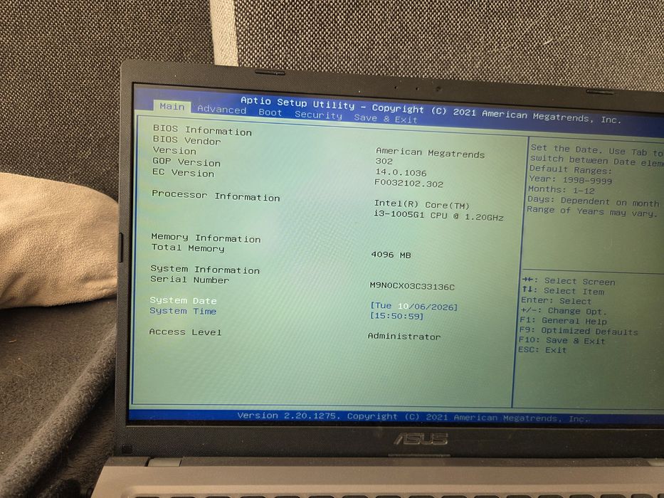 laptop asus i3-10gen 4gb/256gb ssd