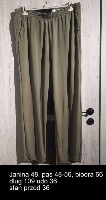48 cienkie spodnie damski khaki zwezane