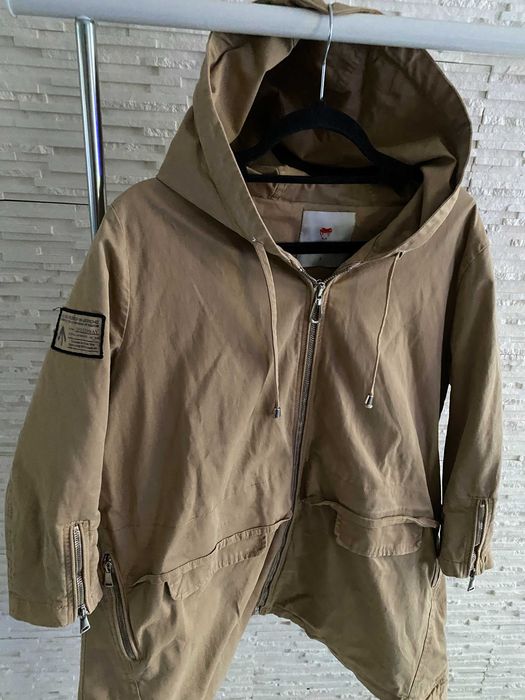 Speedway parka bezowa asymetryczna rękawy zip