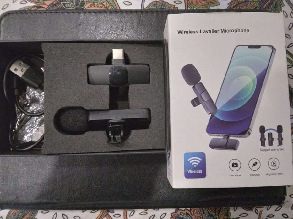 Microfone Bluetooth Wireless Lavalier + Acesorios Pra Android