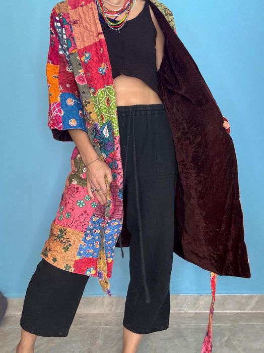 Płaszcz narzutka Patchwork z Indii