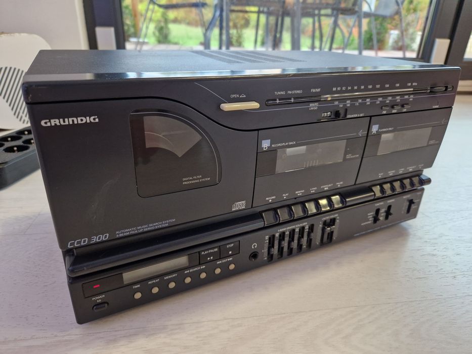 Wieża Grundig CCD 300 CD Radio 2x kaseta equalizer 1989 Retro