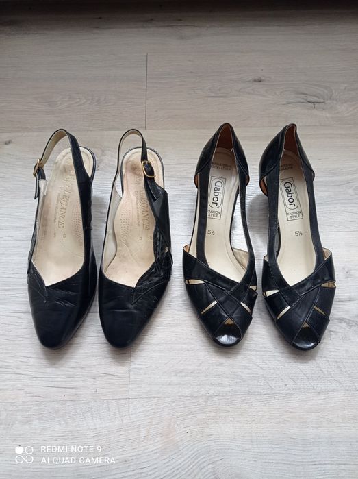 Buty czólenka skórzane ARA 37 czarne + druga para Gabor gratis