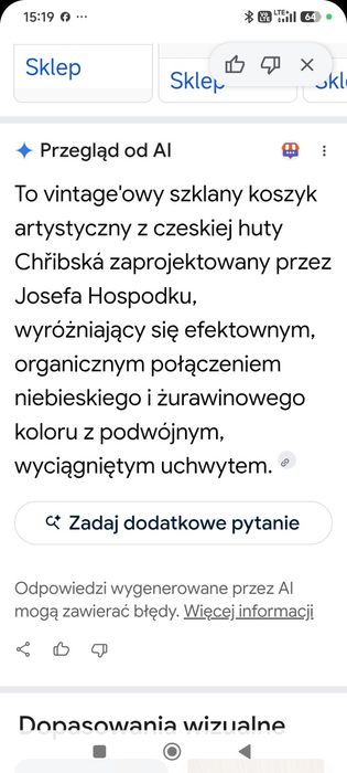 Szklany koszyczek - Joseph Hospodek - wyrób artystyczny