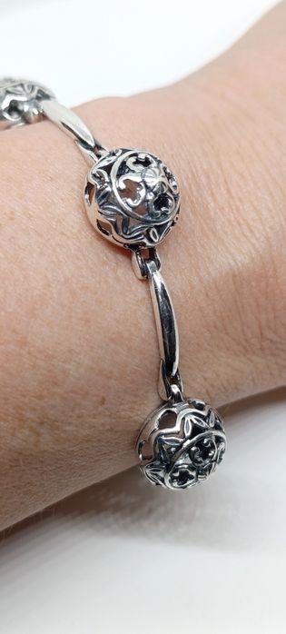 Bransoletka srebrna ażurowa