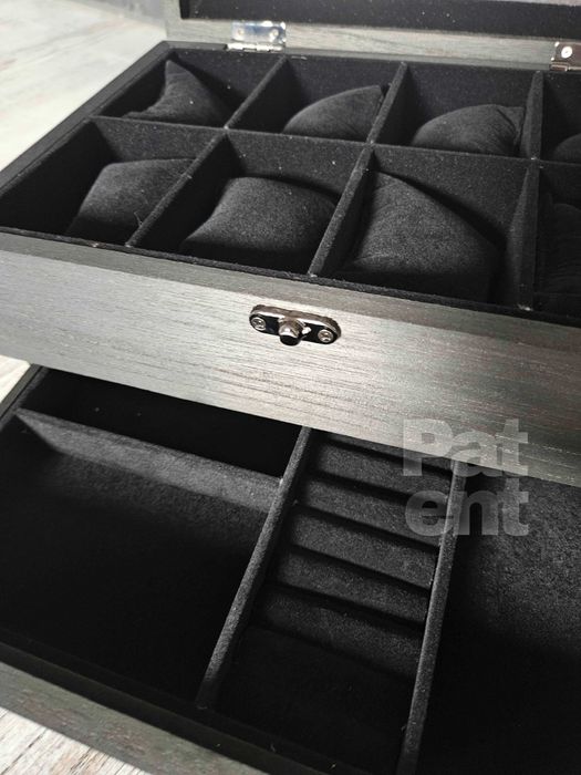 Szkatułka organizer kuferek na biżuterię zegarki czarna na prezent