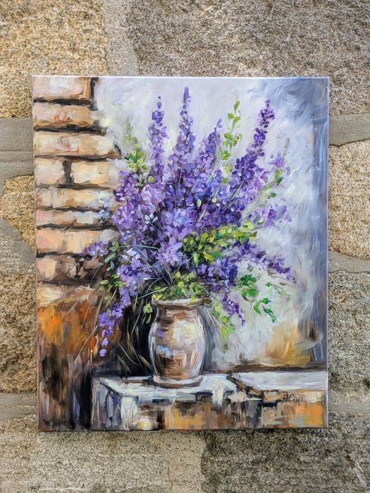 Quadro pintado a óleo, 60x50 cm