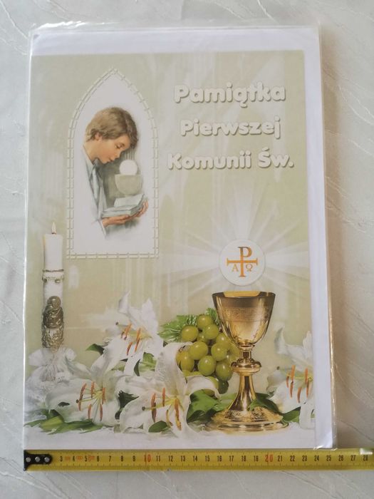 Kartka XL z życzeniami I Komunia Święta