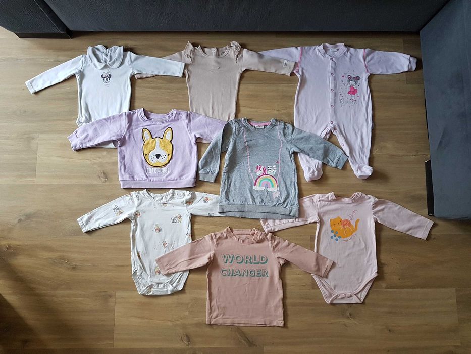 Zestaw ubranek dla noworodka 56/62/68/74 body pajac bluzy skarpetki