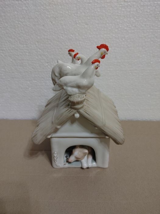 Статуэтка На птичнике Дулево 1957 год Шкатулка Дулево фарфор СССР
