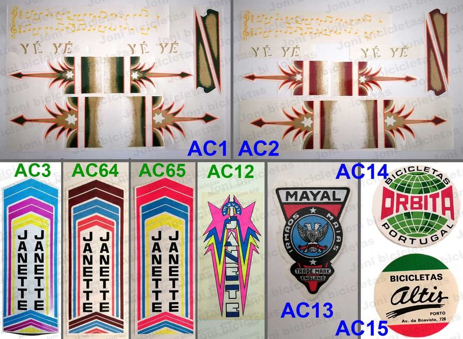 Peças e acessórios de bicicleta pasteleira (Yé-Yé, modelo sport, etc)
