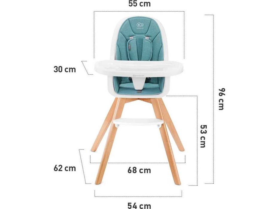 Cadeira de Refeição KINDERKRAFT 2 in 1 TIXI turquoise