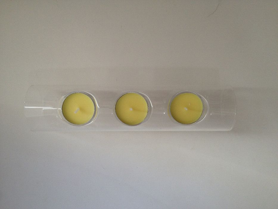 Porta 3 velas tubo transparente
