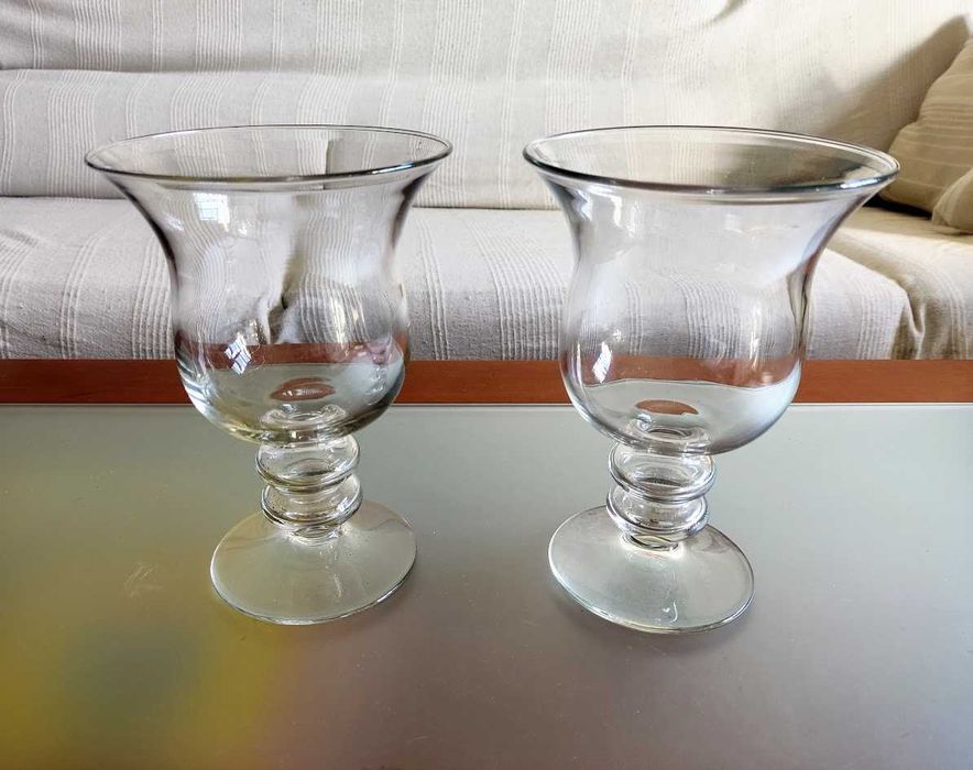 Par de porta velas em vidro Marinha Grande